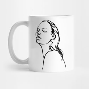 One line woman face  drawing, Abstract minimal female single line art Mug